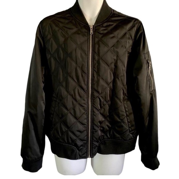 Banana Republic Mens Black Bomber Jacket Quilted Size XL - Picture 3 of 5
